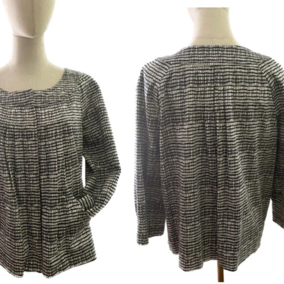 Apostrophe BLACK & WHITE 3/4 SLEEVE CROPPED SCOOP NECK LINED JACKET NWOT SZ 10 - Picture 1 of 11
